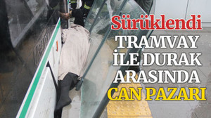 İzmit'te tramvay ile durak arasında can pazarı